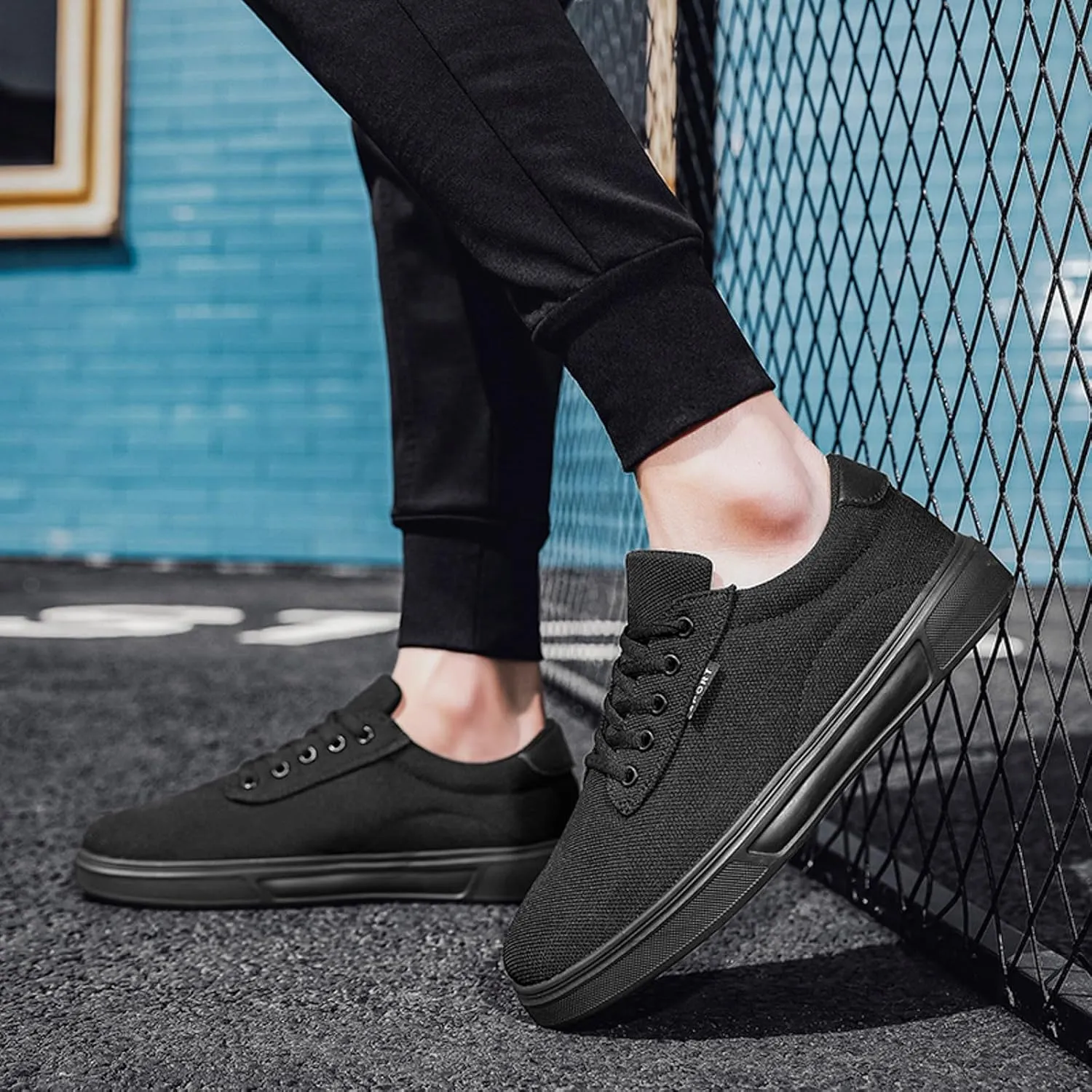 Men's Canvas Fashion Sneaker Low Top Shoes Classic Men's Canvas Sneakers Comfortable Walking Casual Lace up Tennis Shoes