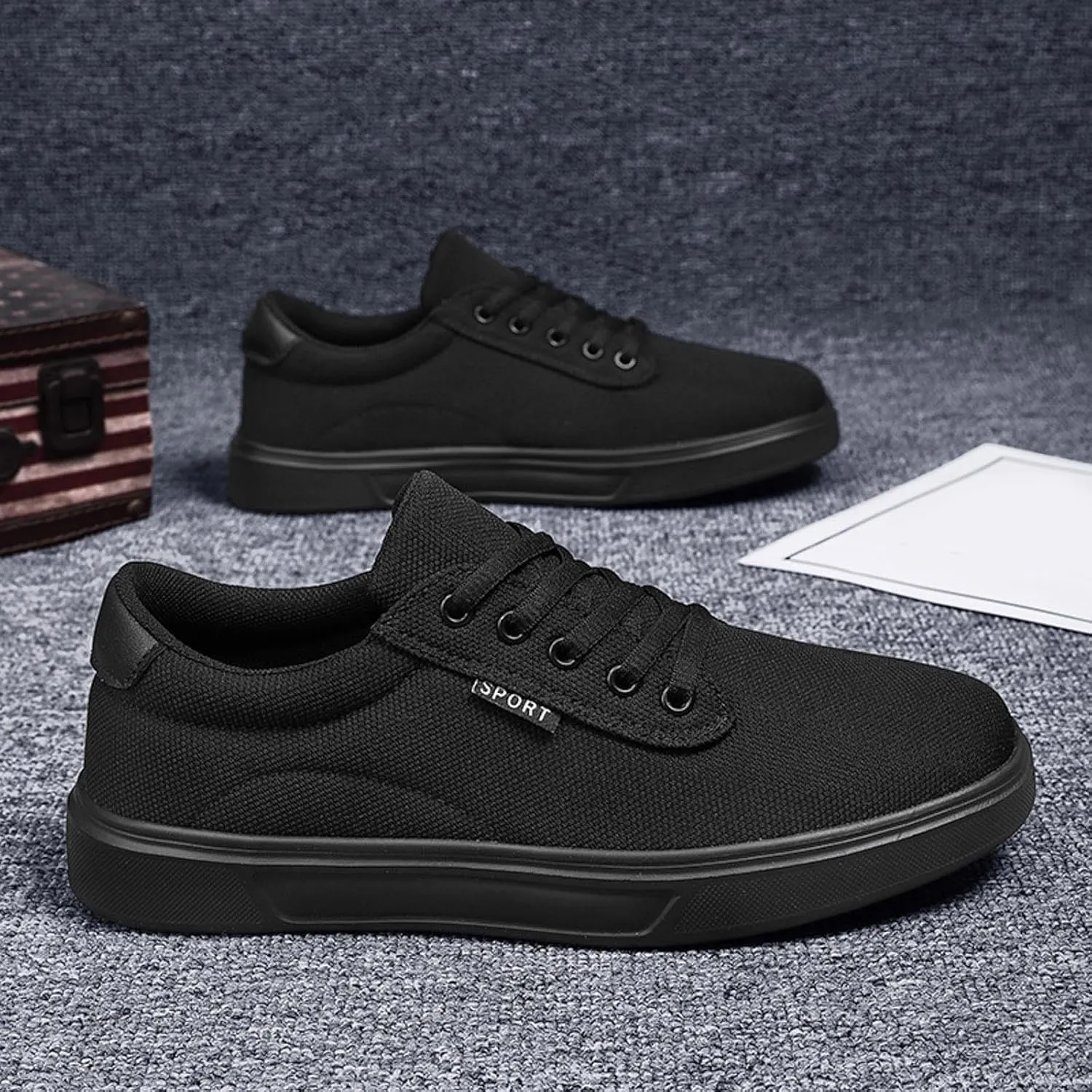 Men's Canvas Fashion Sneaker Low Top Shoes Classic Men's Canvas Sneakers Comfortable Walking Casual Lace up Tennis Shoes
