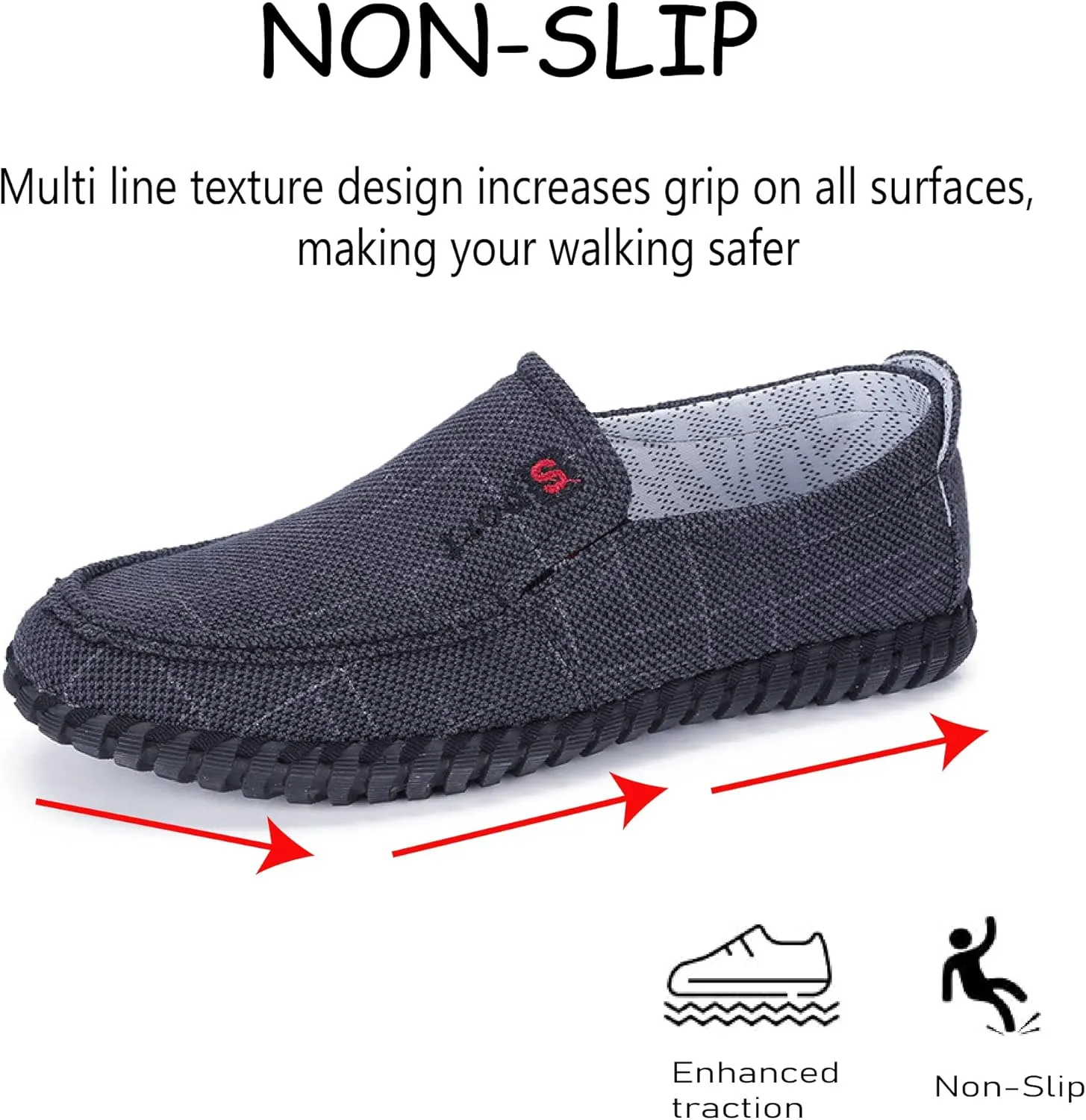 Mens Canvas Loafers Lightweight Breathable Walking Shoes Comfortable Non-Slip Driving Shoes Retro Casual Fashion