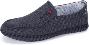 Mens Canvas Loafers Lightweight Breathable Walking Shoes Comfortable Non-Slip Driving Shoes Retro Casual Fashion