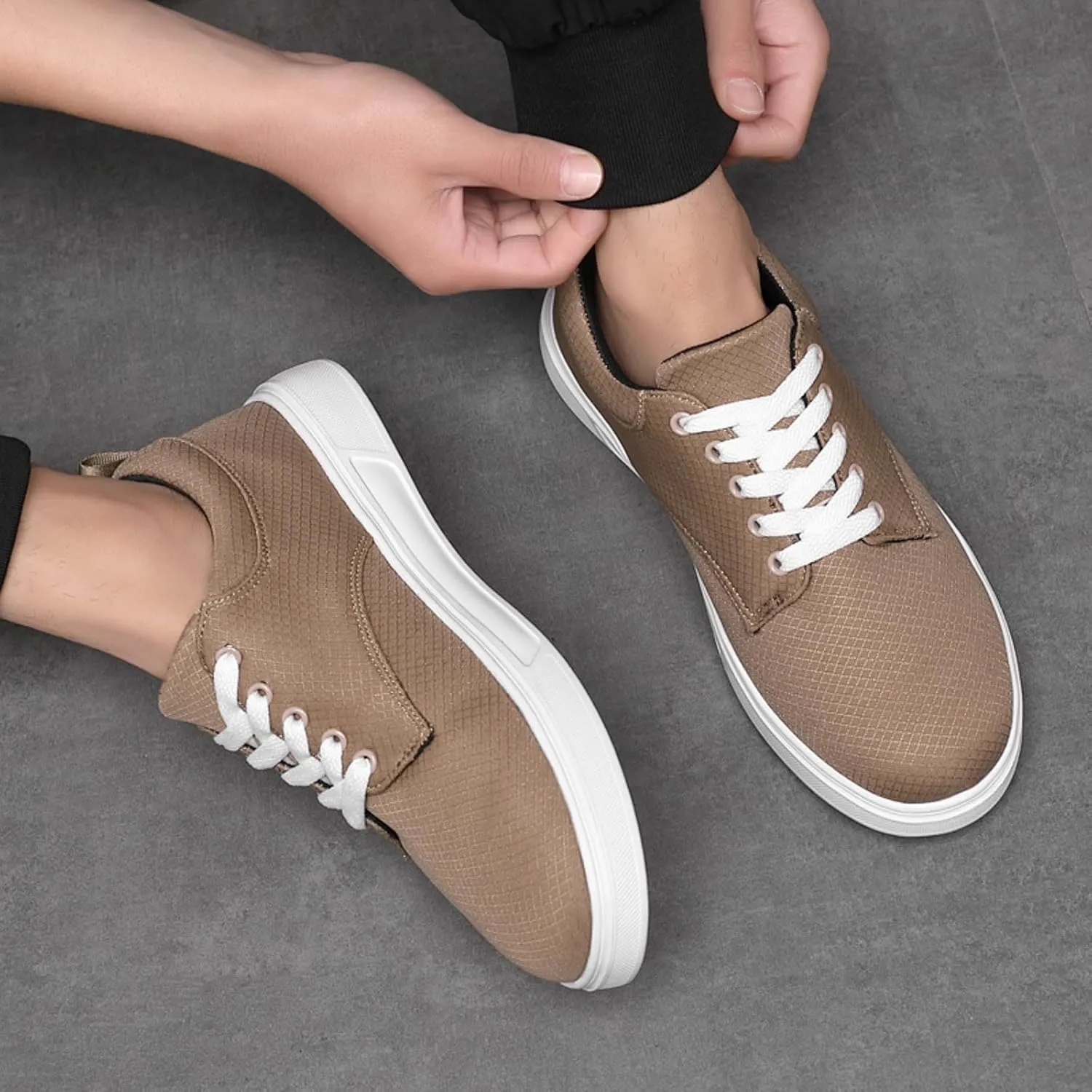 Men's Canvas Low Top Shoes Classic Men's Canvas Sneakers Comfortable Walking Casual Lace up Tennis Shoes