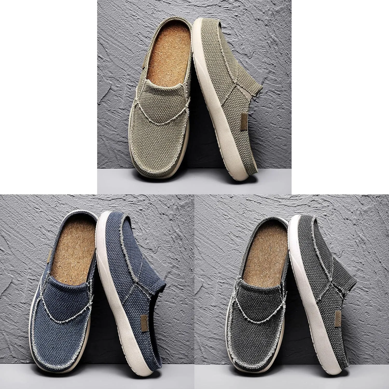 Men's Canvas Slip On Mules,Casual Lightweight Orthotic Walking Shoes Comfortable House Shoes for Plantar Fasciitis Pain Relief