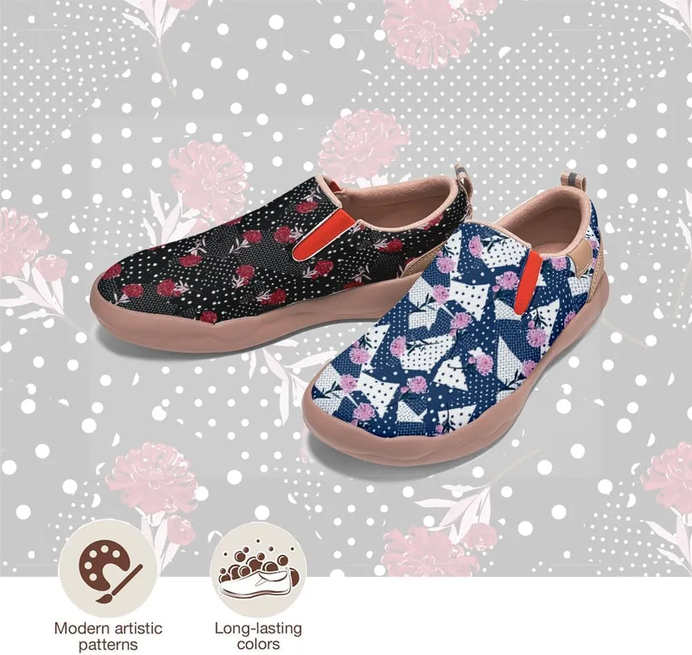 Men's Casual Slip-on Loafers Art Painted Lightweight Comfortable Sneakers Walking Travel Shoes Patchwork Floral Plants Pattern