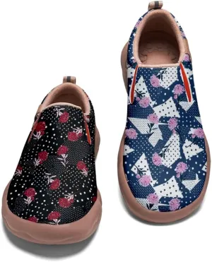 Men's Casual Slip-on Loafers Art Painted Lightweight Comfortable Sneakers Walking Travel Shoes Patchwork Floral Plants Pattern