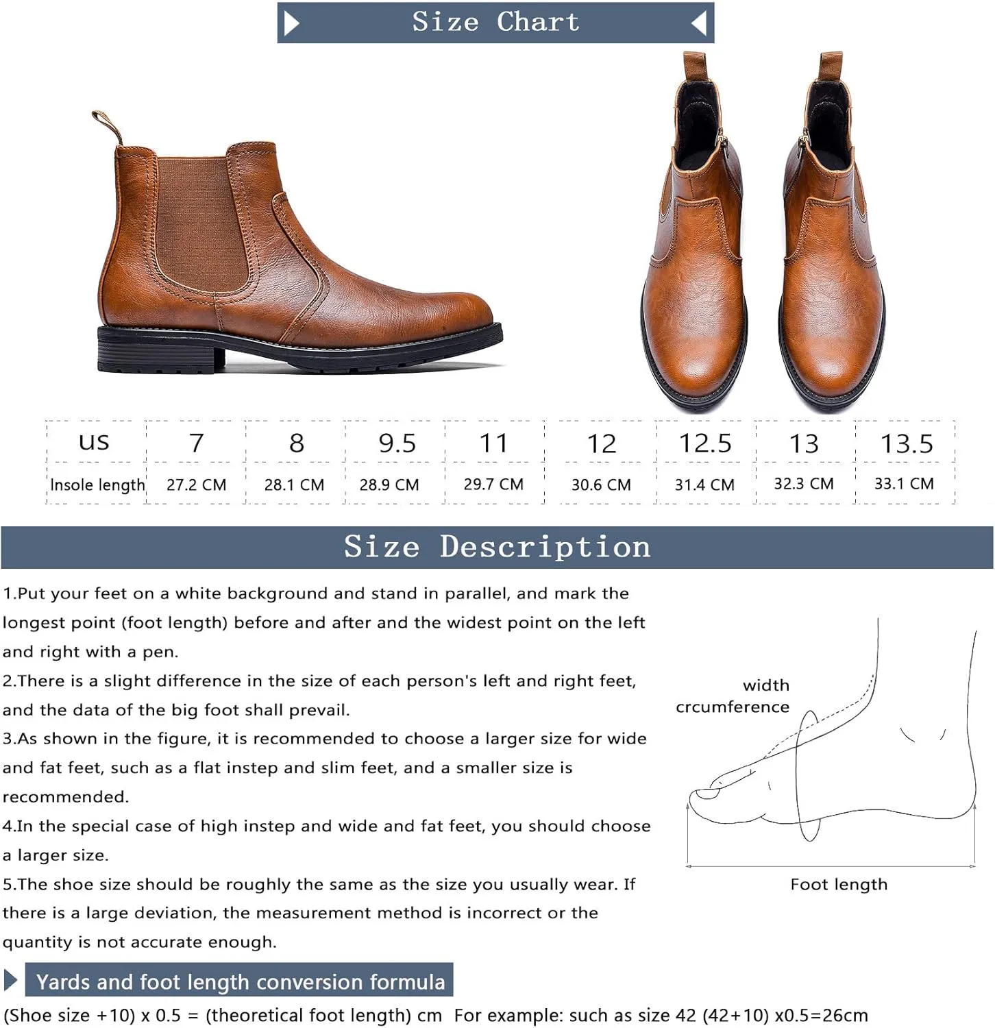 Men's Chelsea Boots Slip-on Formal Dress Boots for Men Casual Ankle Men Boots