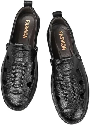 Men's Cutout Mesh Handmade Flat Casual Loafers Slip-on Casual Walking Shoes for Men Mens Genuine Leather Shoes for Driving Walking Wedding Outdoor Indoor Size