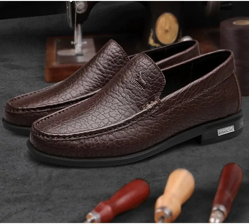 Men's Dress Loafers for Business Office & Casual Slip-On Shoes with Non-Slip Sole Mens Genuine Leather Dress Shoes