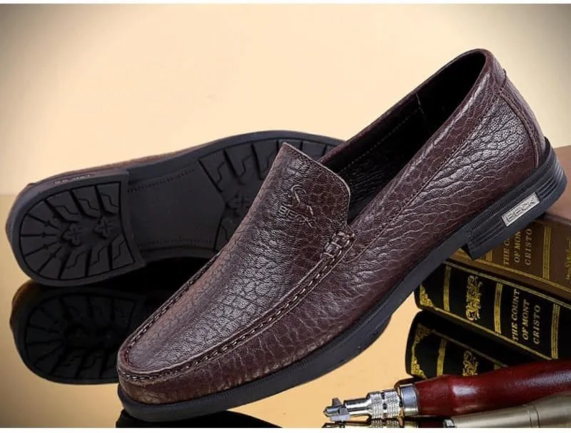 Men's Dress Loafers for Business Office & Casual Slip-On Shoes with Non-Slip Sole Mens Genuine Leather Dress Shoes