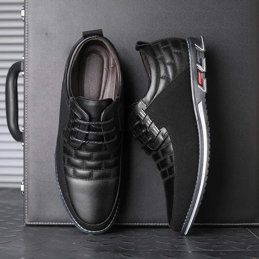 Mens Dress Shoes Casual Business Oxford Derby Orthopedic Leather Shoes Simple Lace-up Walk Loafers Flats Shoes for Men