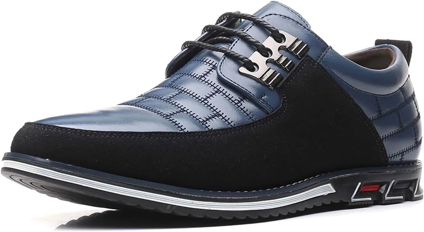 Mens Dress Shoes Casual Business Oxford Derby Orthopedic Leather Shoes Simple Lace-up Walk Loafers Flats Shoes for Men