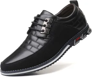 Mens Dress Shoes Casual Business Oxford Derby Orthopedic Leather Shoes Simple Lace-up Walk Loafers Flats Shoes for Men
