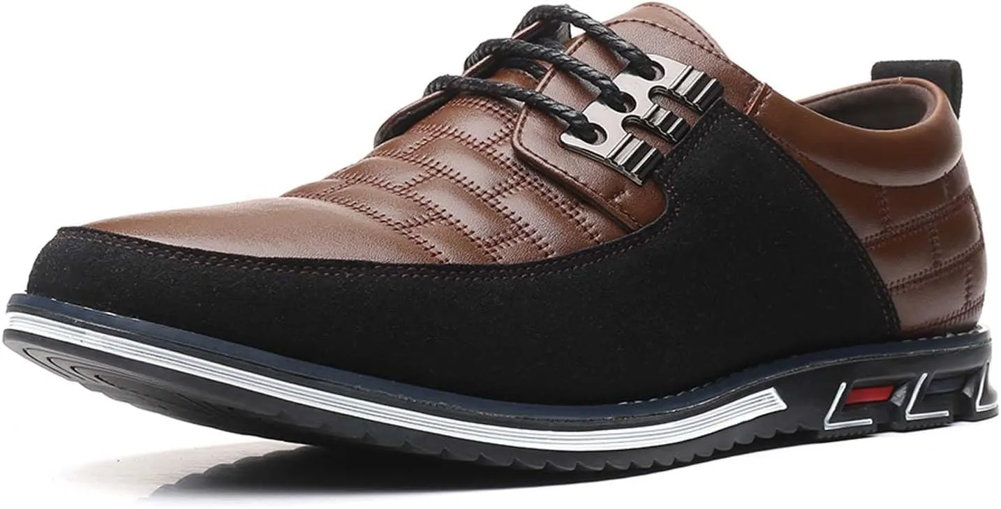 Mens Dress Shoes Casual Business Oxford Derby Orthopedic Leather Shoes Simple Lace-up Walk Loafers Flats Shoes for Men