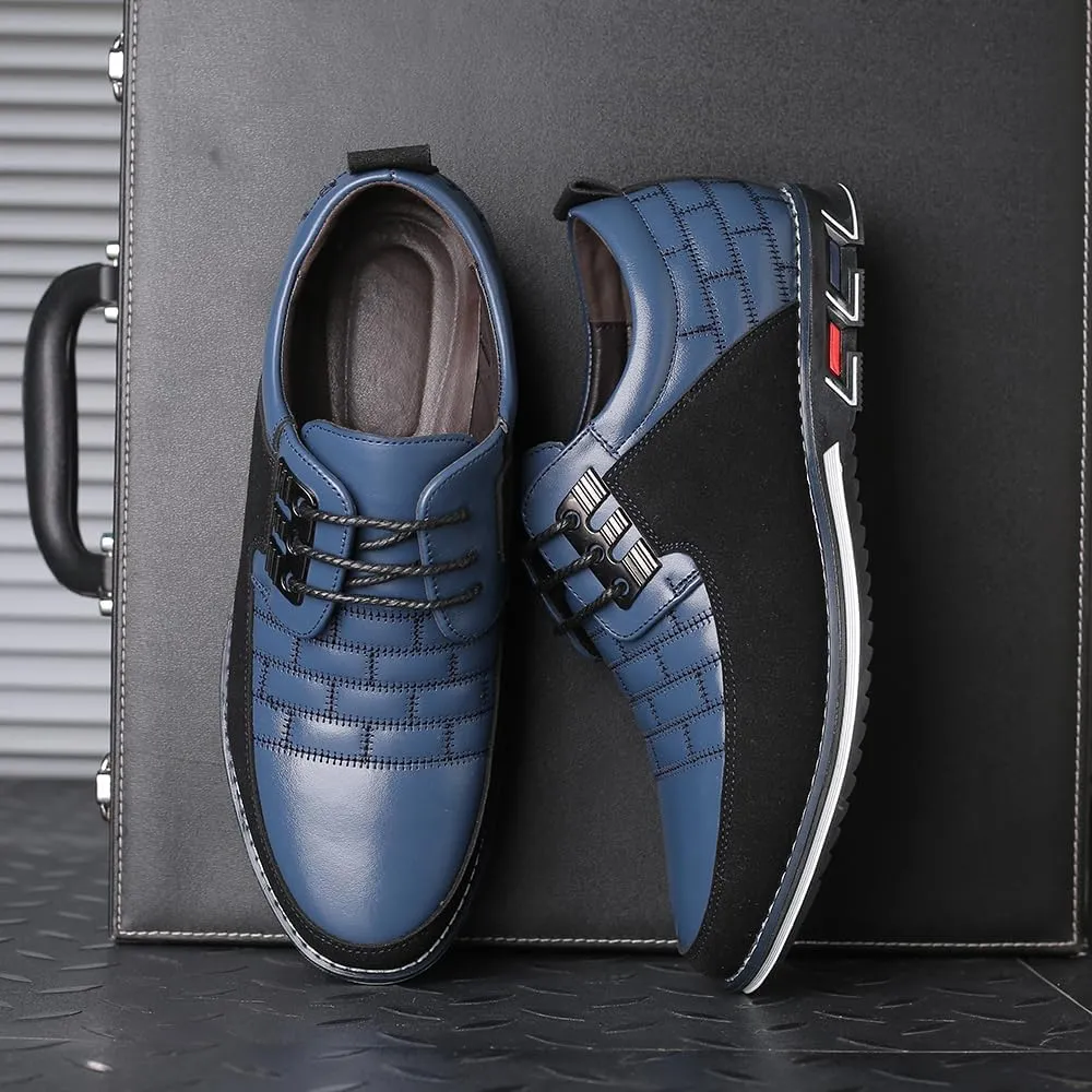 Mens Dress Shoes Casual Business Oxford Derby Orthopedic Leather Shoes Simple Lace-up Walk Loafers Flats Shoes for Men