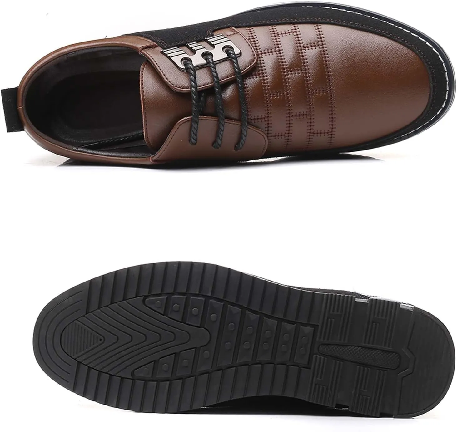 Mens Dress Shoes Casual Business Oxford Derby Orthopedic Leather Shoes Simple Lace-up Walk Loafers Flats Shoes for Men