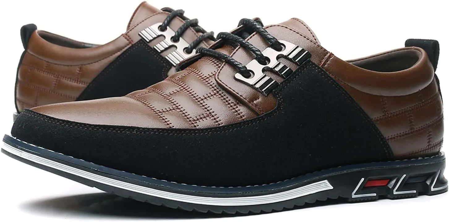 Mens Dress Shoes Casual Business Oxford Derby Orthopedic Leather Shoes Simple Lace-up Walk Loafers Flats Shoes for Men