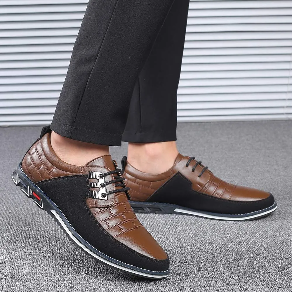 Mens Dress Shoes Casual Business Oxford Derby Orthopedic Leather Shoes Simple Lace-up Walk Loafers Flats Shoes for Men
