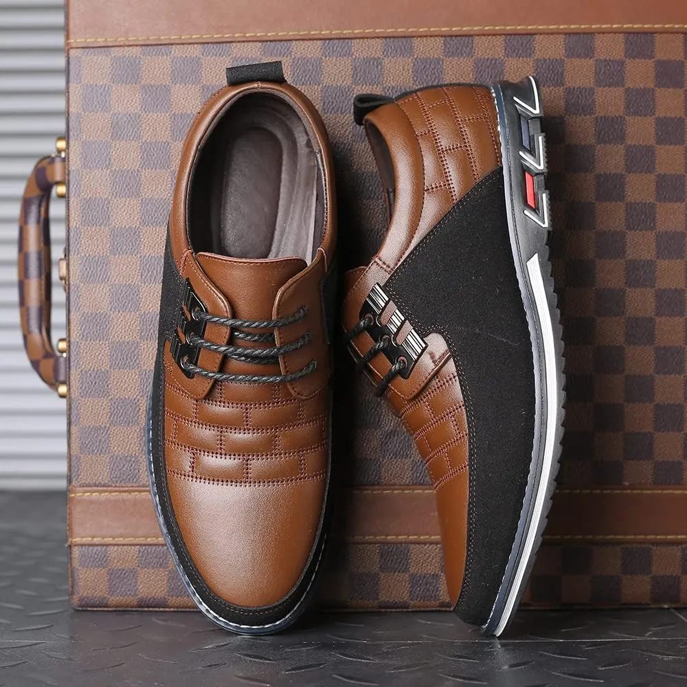 Mens Dress Shoes Casual Business Oxford Derby Orthopedic Leather Shoes Simple Lace-up Walk Loafers Flats Shoes for Men