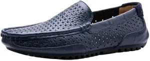 Men's Fashion Dress Sneakers Business Loafers Breathable Knit Mesh Leather Shoes