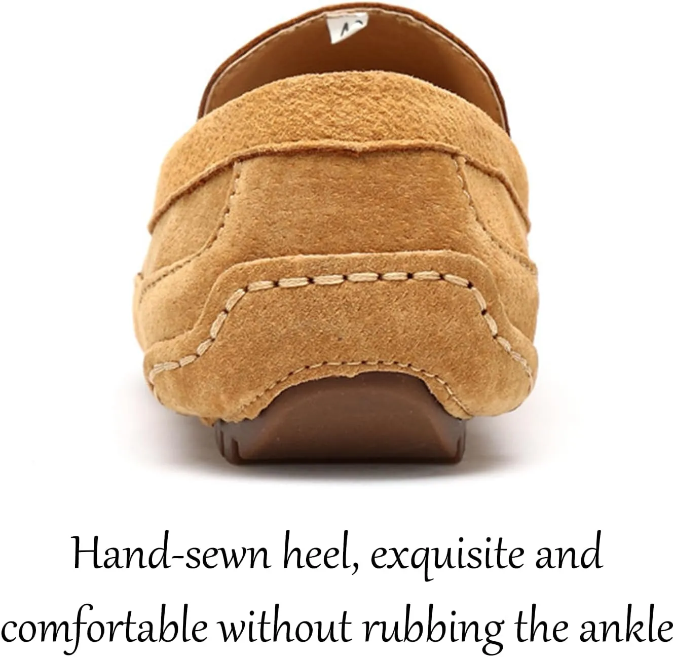 Men's Handmade Suede Penny Loafers, Fashionable Round Wide Toe Non-Slip Moccasins, Casual Formal Boat Shoes, Work Driving, Casual Slip-On Loafers
