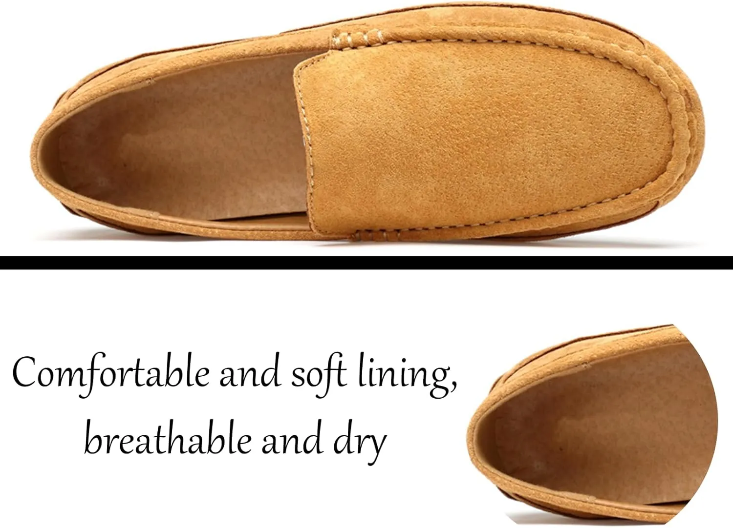 Men's Handmade Suede Penny Loafers, Fashionable Round Wide Toe Non-Slip Moccasins, Casual Formal Boat Shoes, Work Driving, Casual Slip-On Loafers