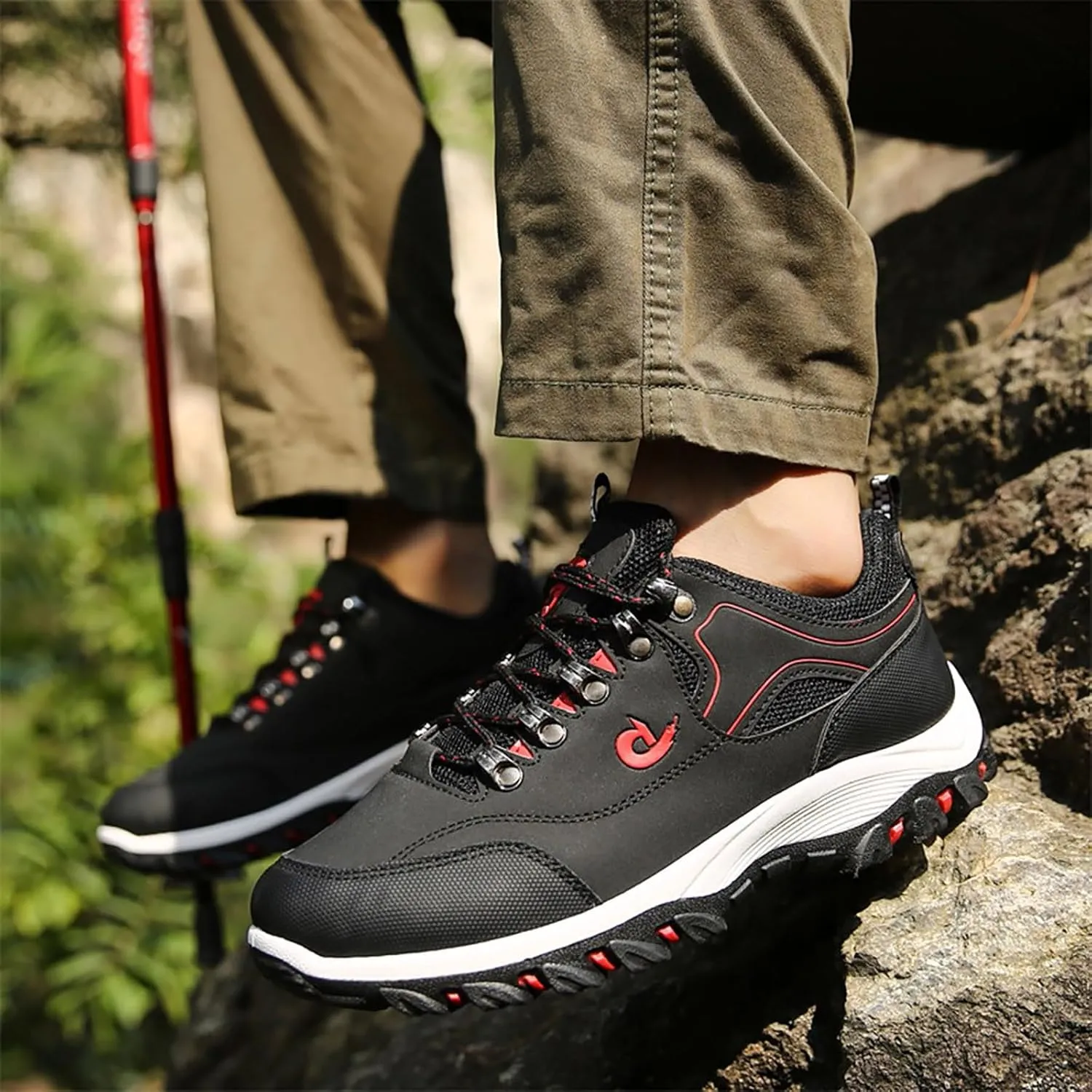 Men’s Hiking Shoes Breathable Lightweight Walking Shoes Slip on Workout Shoes for Trekking Camping Walking Fishing