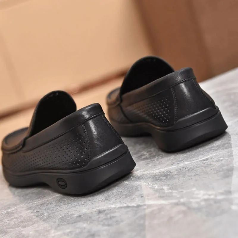 Men's Hollow Casual Dress Loafers Classic Slip-on Formal Shoes Mens Commuter Slip-Resistant Lightweight Breathable Easy to Walk