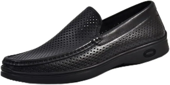 Men's Hollow Casual Dress Loafers Classic Slip-on Formal Shoes Mens Commuter Slip-Resistant Lightweight Breathable Easy to Walk