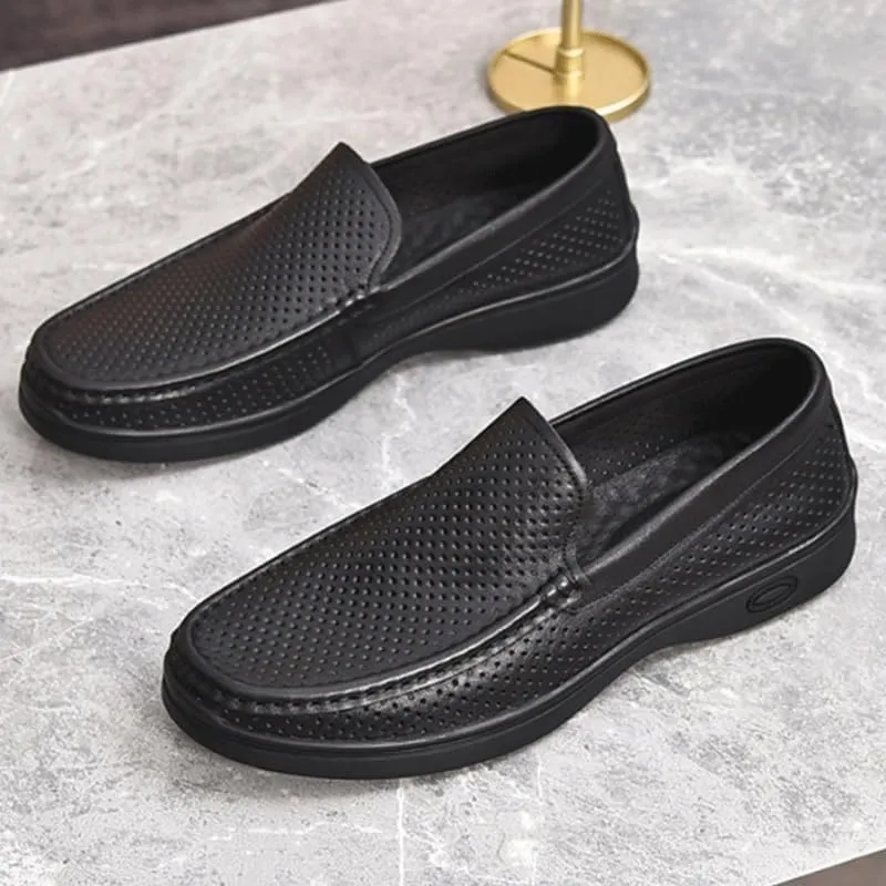 Men's Hollow Casual Dress Loafers Classic Slip-on Formal Shoes Mens Commuter Slip-Resistant Lightweight Breathable Easy to Walk