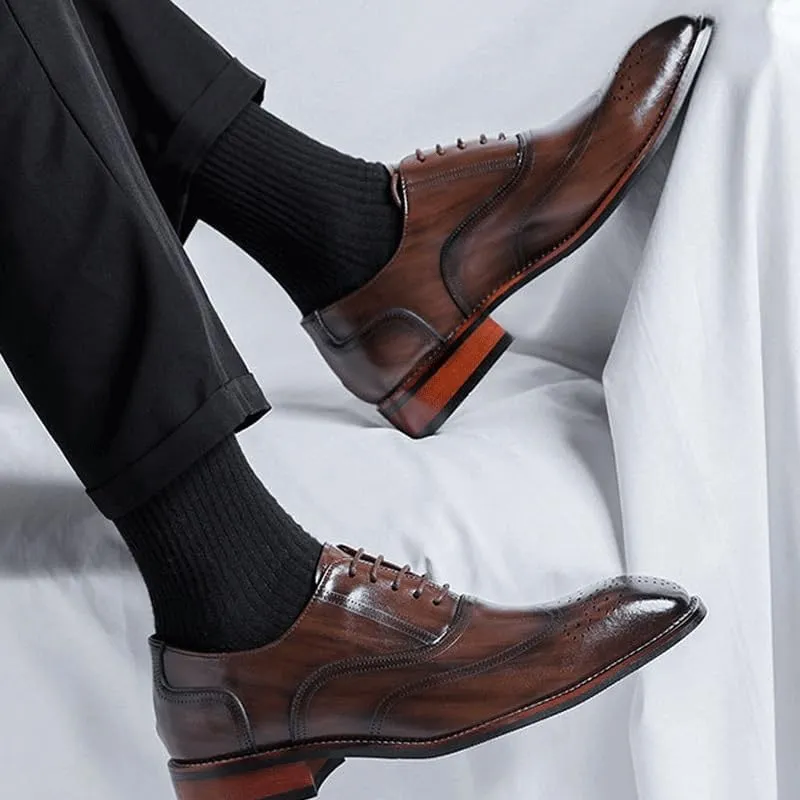 Men's Leather British Style Lace Up Wing Tip Dress Shoe Business Casual Men Formal Shoes