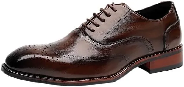 Men's Leather British Style Lace Up Wing Tip Dress Shoe Business Casual Men Formal Shoes