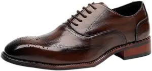 Men's Leather British Style Lace Up Wing Tip Dress Shoe Business Casual Men Formal Shoes