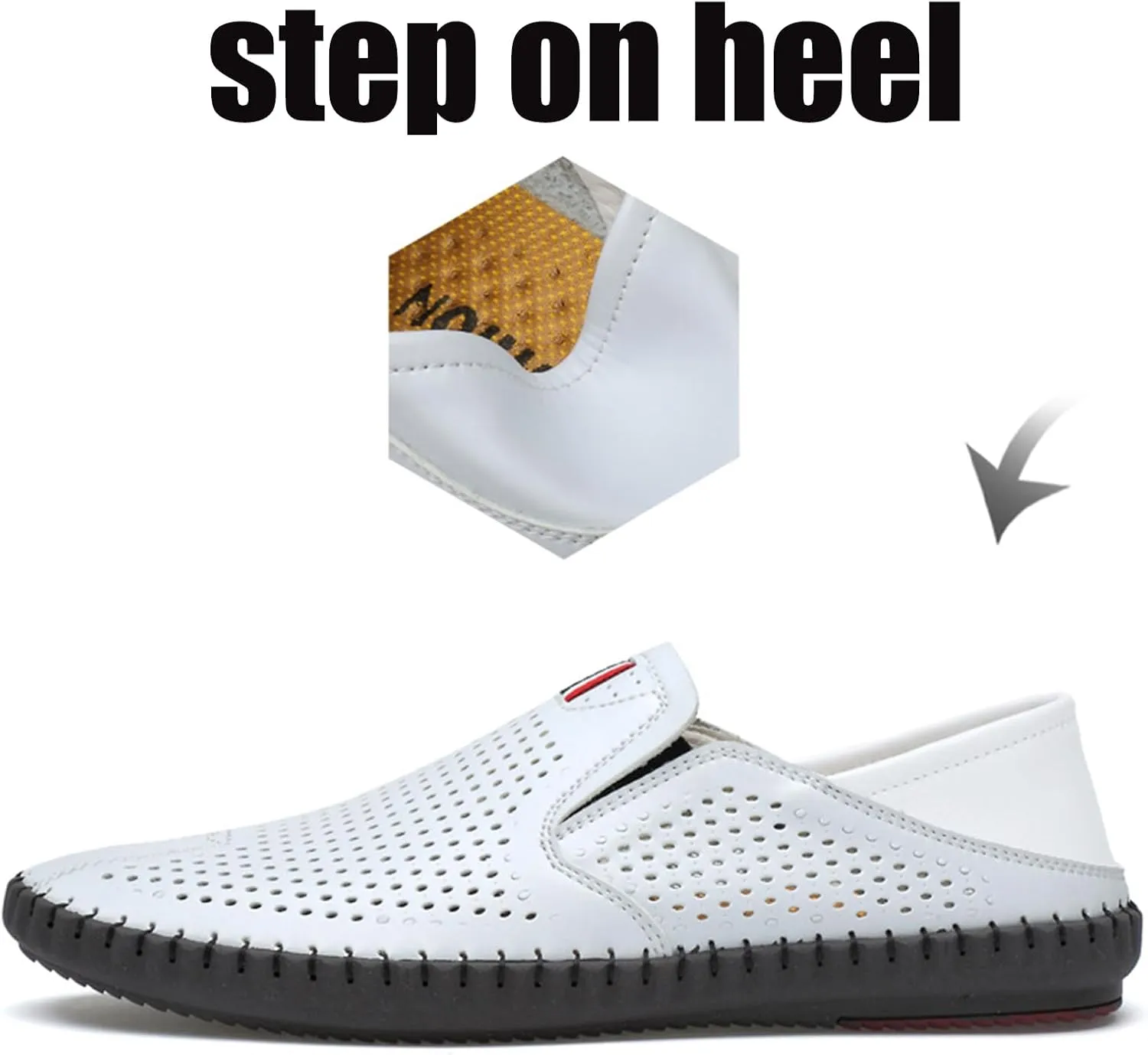 Men's Leather Cut Out Breathable Loafers Fashion Round Toe Slip On Soft Solewalking Flats Sandals Formal Business Casual Comfortable Work Shoes