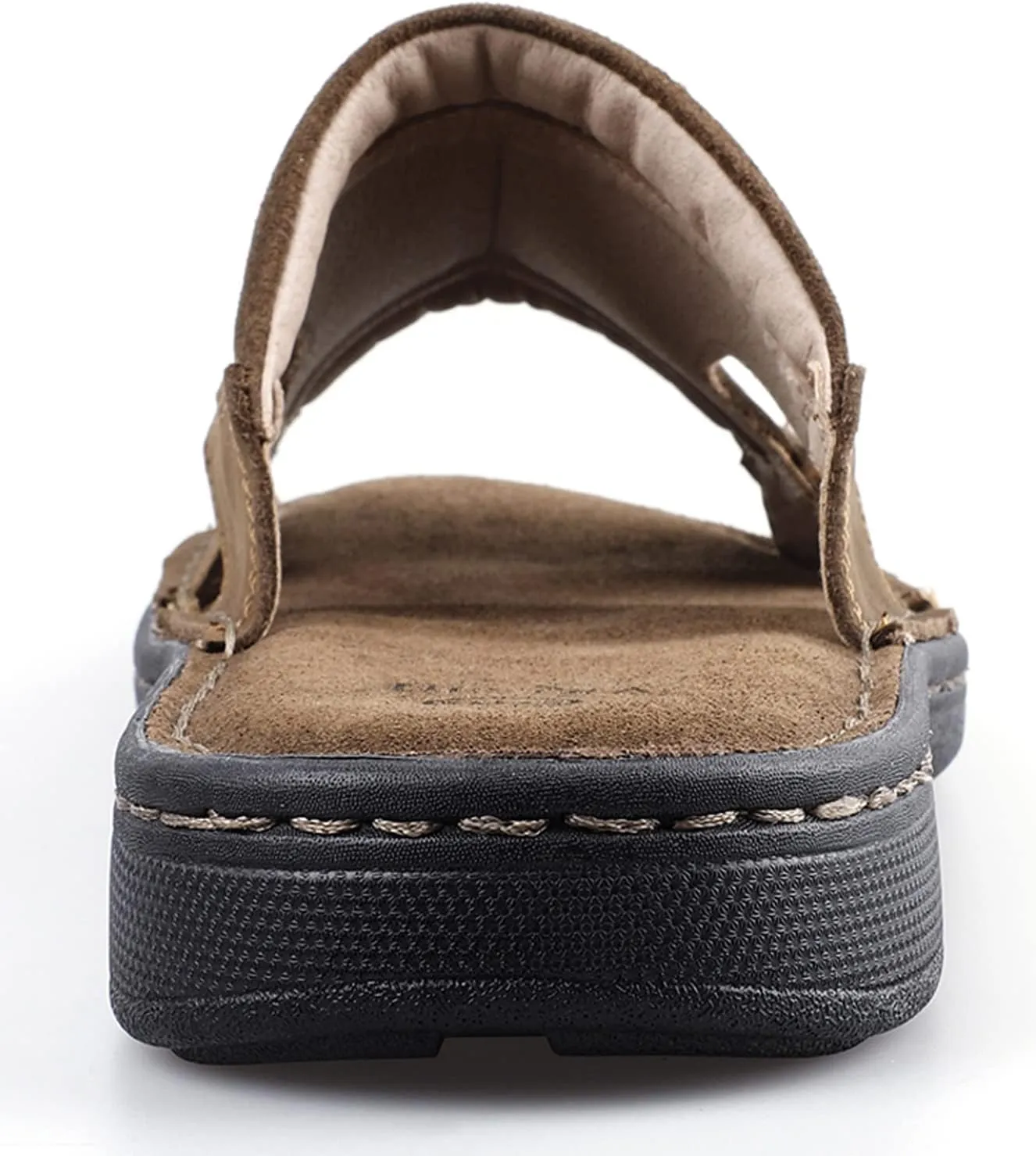 Men's Leather Slide Sandals With Memory Foam - Comfortable Lightweight Summer Casual Slip-On Sandals for Indoor & Outdoor, Beach, Pool, House Slippers