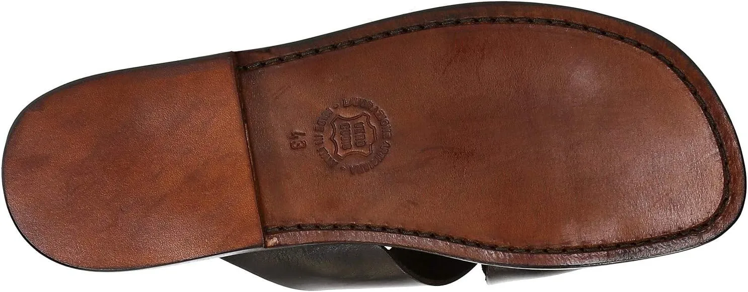 Mens Leather Slippers Handmade in Italy in Black Leather