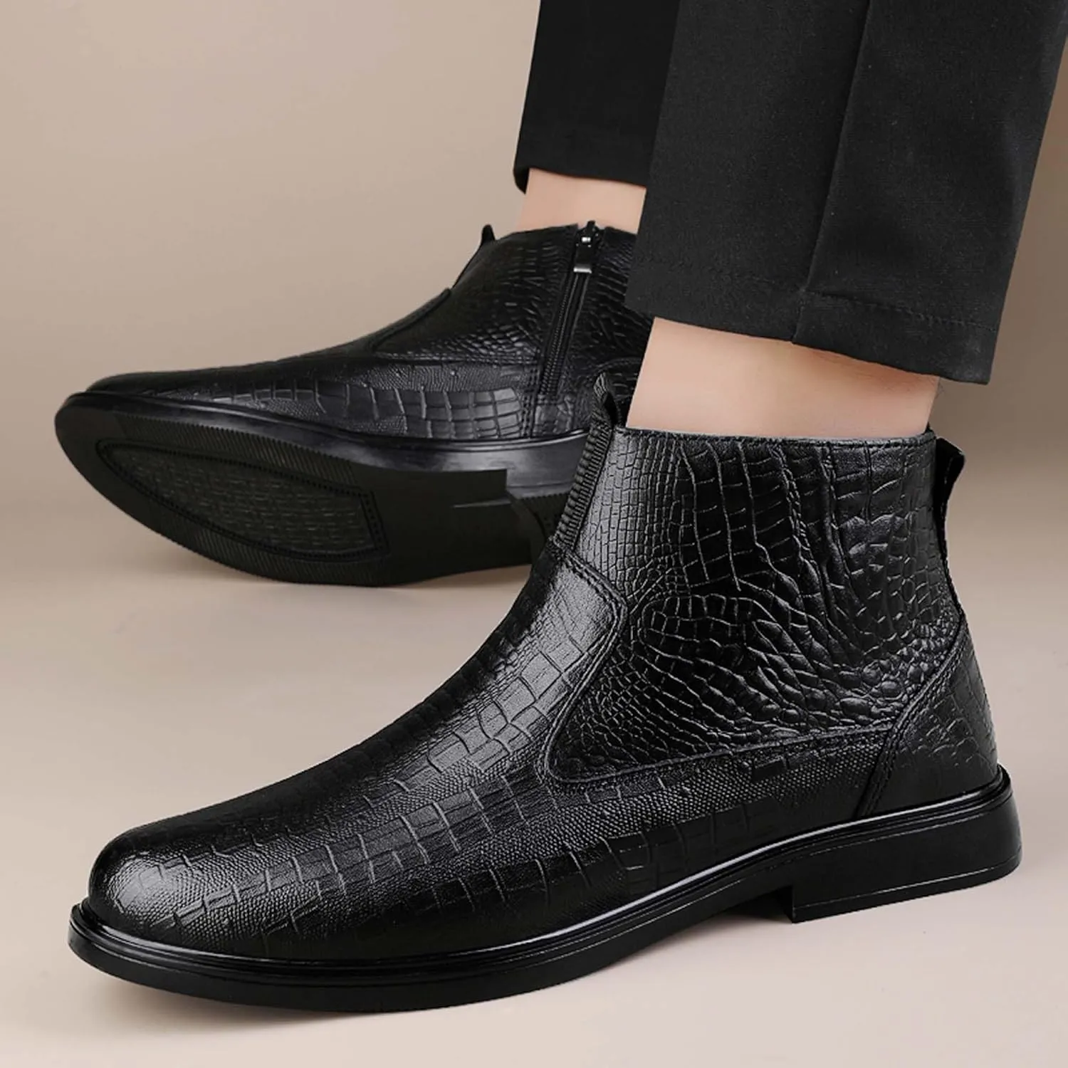 Men's Lightweight Breathable Loafers Wide Version Casual Shoes Comfortable Non Slip Leather Shoes Black