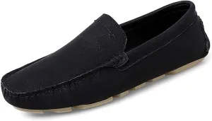 Men's Loafers Genuine Leather Stitching Details Round Toe Rubber Sole Simple Lightweight Anti-Slip Comfortable Party Wedding Slip-on