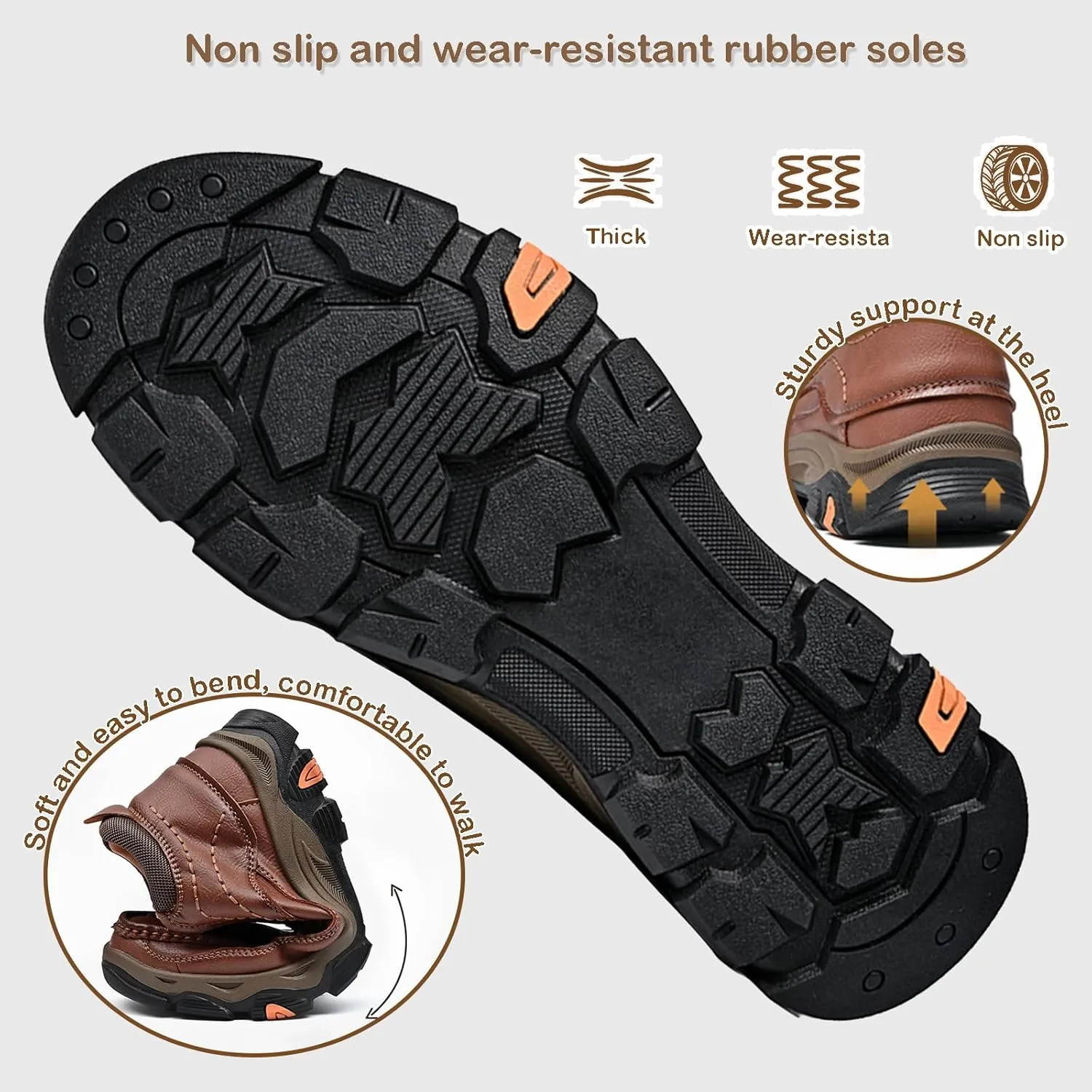 Men's Loafers Leather Business High-top Casual Slip on Shoes, Waterproof Lightweight Breathable Dress Boots Walking Driving Travel Outdoor Shoes