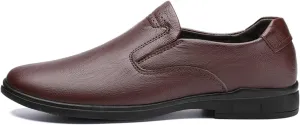 Mens Loafers Round Toe Simple Venetian Loafers Leather Slip Resistant Lightweight Flat Heel Walking Classic Slip-on