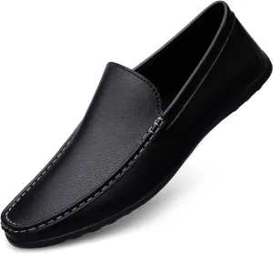 Mens Loafers Round Toe Vegan Leather Solid Color Anti-Slip Comfortable Lightweight Party Slip-ons