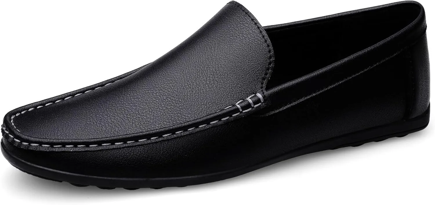 Mens Loafers Round Toe Vegan Leather Solid Color Anti-Slip Comfortable Lightweight Party Slip-ons