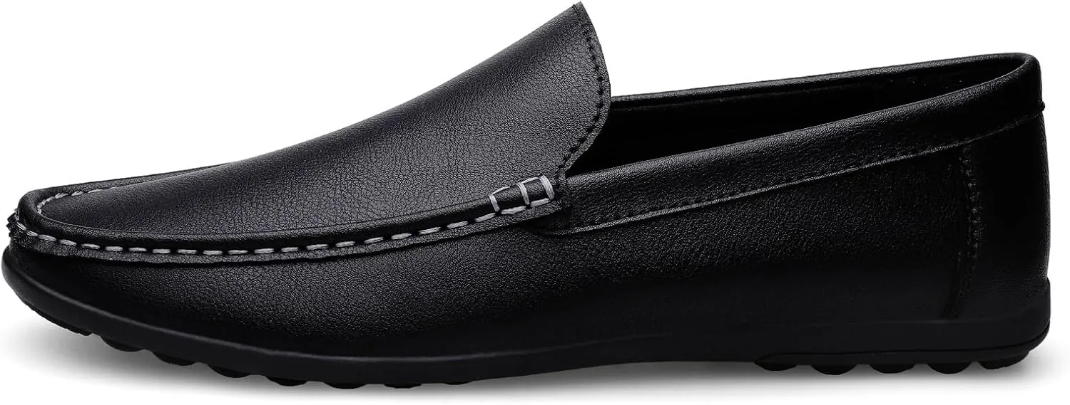 Mens Loafers Round Toe Vegan Leather Solid Color Anti-Slip Comfortable Lightweight Party Slip-ons
