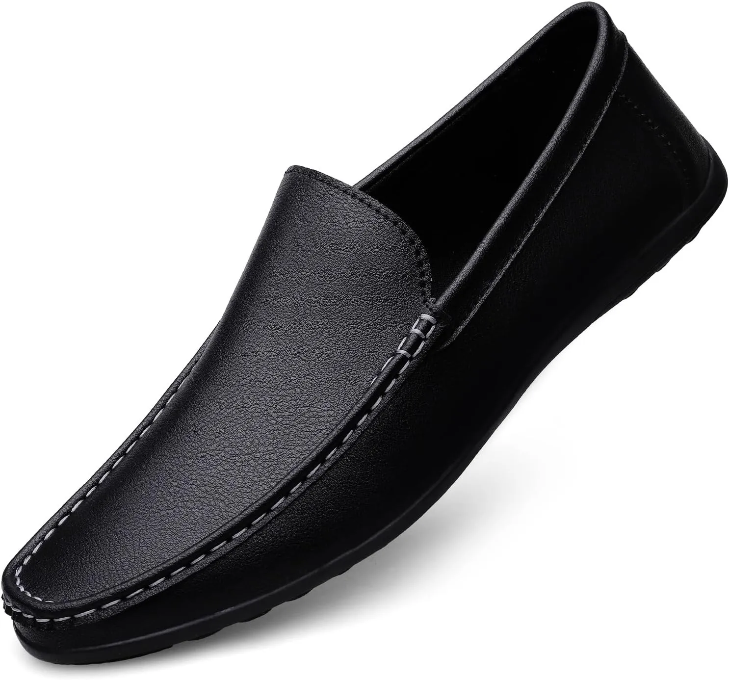 Mens Loafers Round Toe Vegan Leather Solid Color Anti-Slip Comfortable Lightweight Party Slip-ons