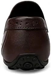 Mens Loafers Shoe Round Toe Solid Color Wingtip Leather Loafer Shoes Lightweight Comfortable Anti-Slip Fashion Slip On
