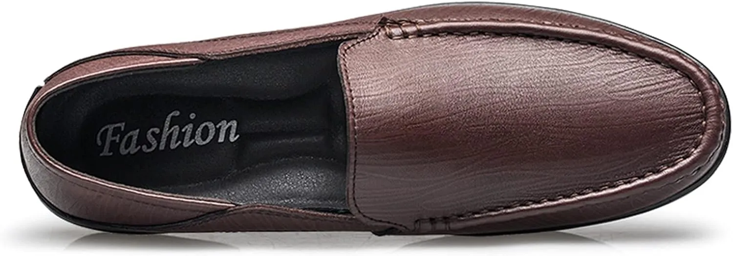 Men's Loafers Shoes Breathable Simple Moccasins Shoes Leather Lightweight Flat Heel Flexible Fashion Prom Slip On