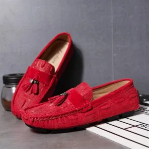 Men's Loafers Shoes Faux Suede Crocodile Print Solid Colors Moccasins Tassel Leather Anti-Slip Lightweight Resistant Casual Prom Slip On