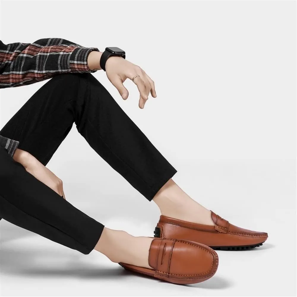 Men's Loafers Shoes Penny Loafers Simple Round Toe Vegan Leather Comfortable Lightweight Resistant Classic Slip On