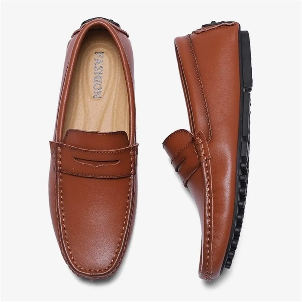 Men's Loafers Shoes Penny Loafers Simple Round Toe Vegan Leather Comfortable Lightweight Resistant Classic Slip On
