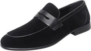 Men's Loafers Shoes Round Toe Suede Vamp Apron Toe Penny Loafers Slip Resistant Flexible Lightweight Classic Slip-on