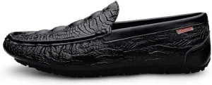 Men's Loafers Shoes Square Toe Crocodile Print Faux Leather Moccasins Shoes Comfortable Lightweight Anti-Slip Classic Slip-on