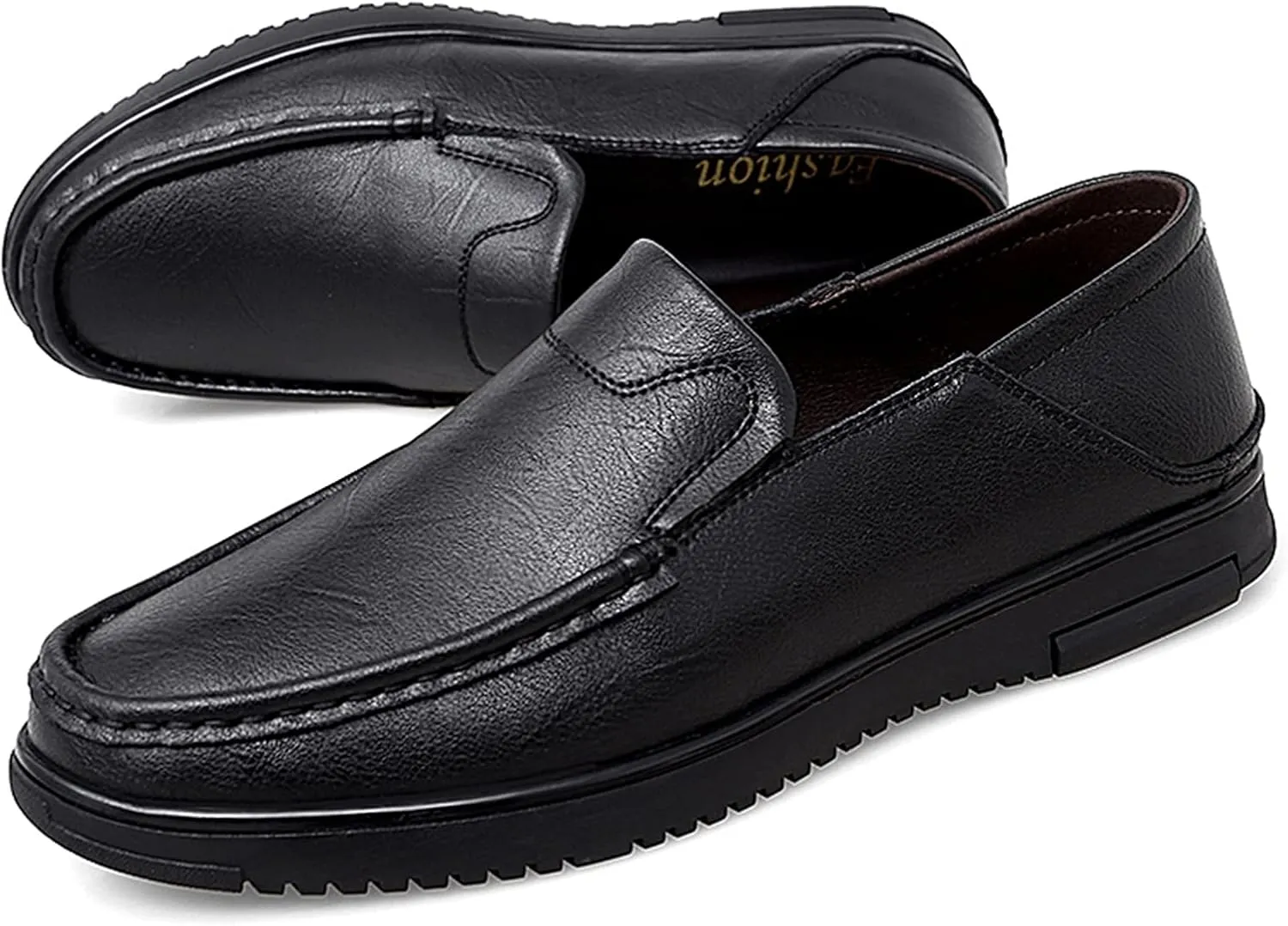 Men's Loafers Simple Round Toe Loafer Shoes Leather Flexible Anti-Slip Slip Resistant Classic Slip-on